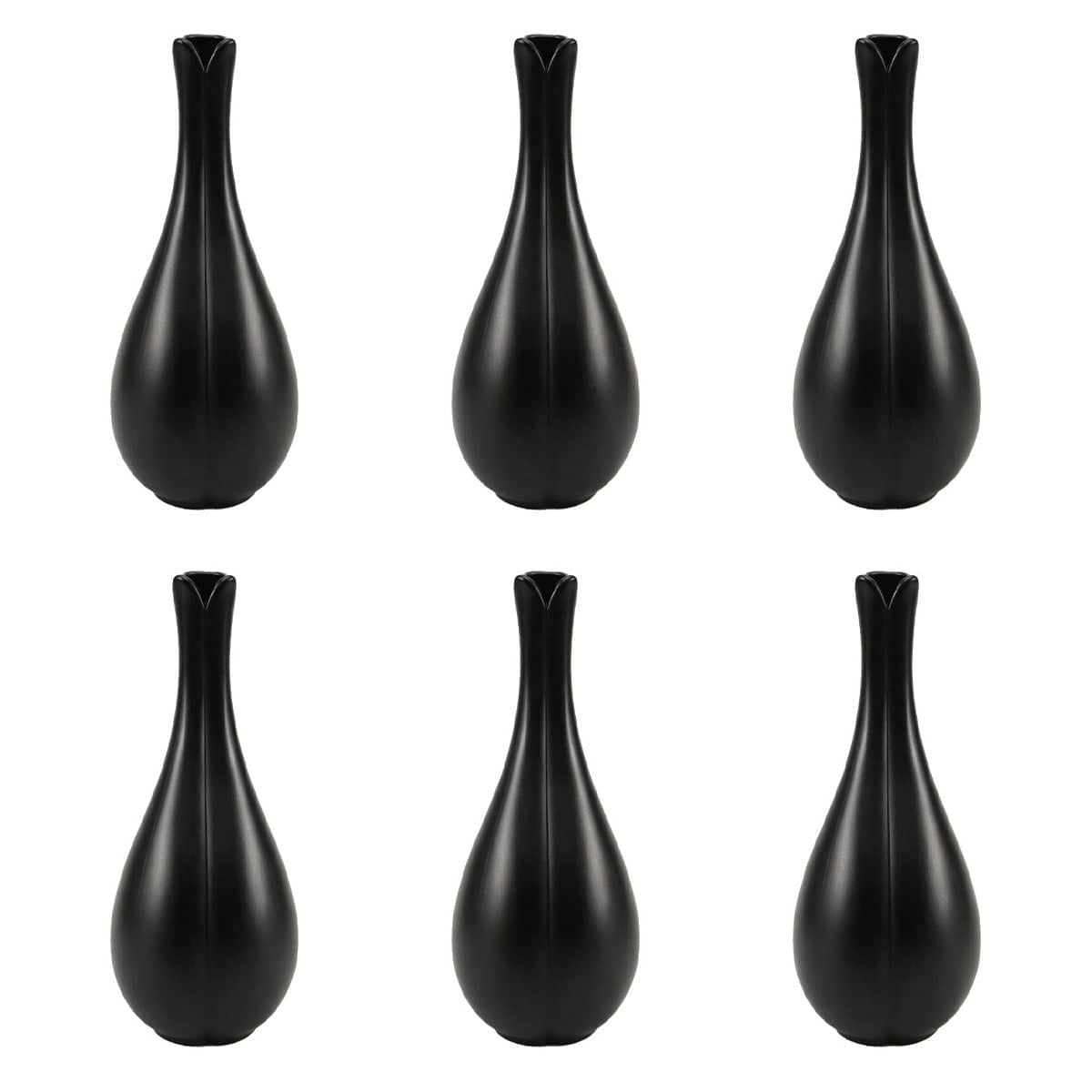 Matte Ceramic Bud Vases - Black, 6 Pack, 23 cm