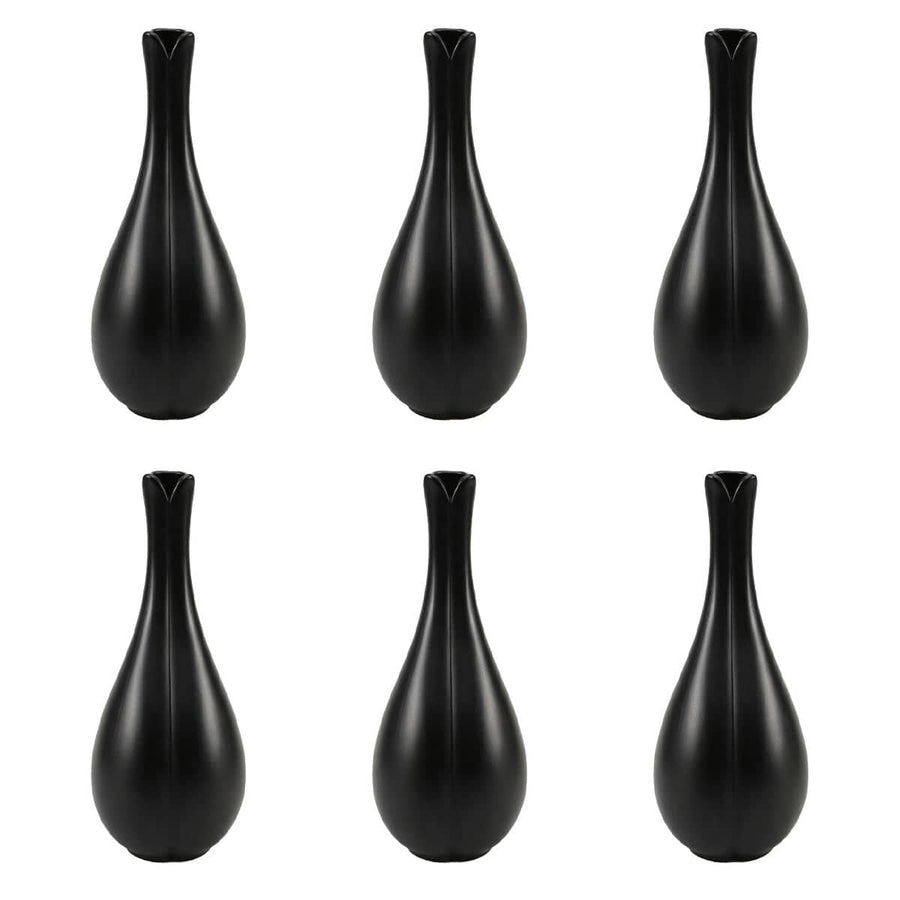 Matte Ceramic Bud Vases - Black, 6 Pack, 23 cm