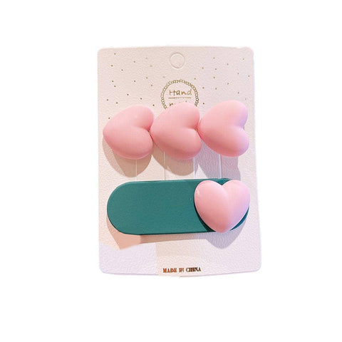 Matte Heart Hair Clip Set of 2 - Pink