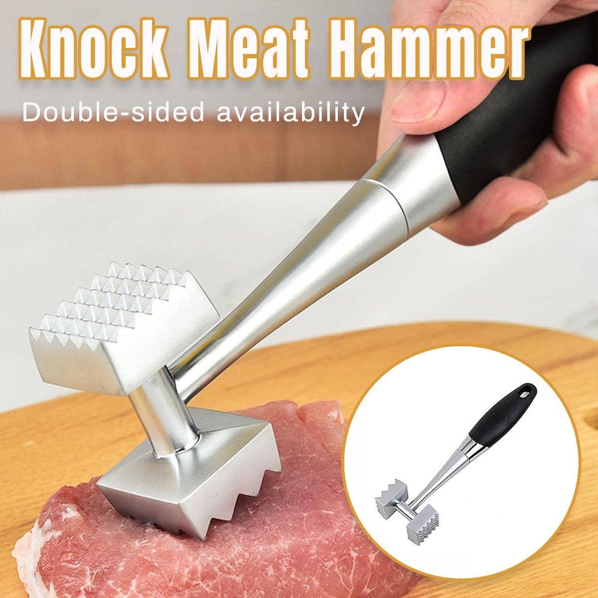 Meat Tenderiser Hammer Double-Sided Stainless Steel Mallet for BBQ and Cooking