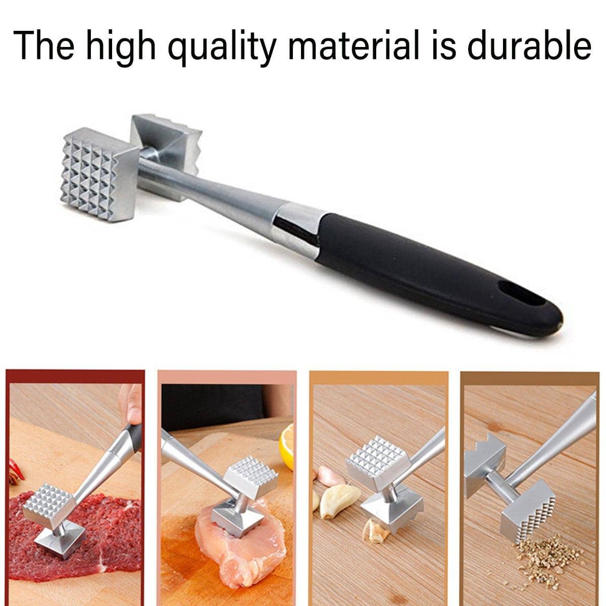 Meat Tenderiser Hammer Double-Sided Stainless Steel Mallet for BBQ and Cooking - view 4