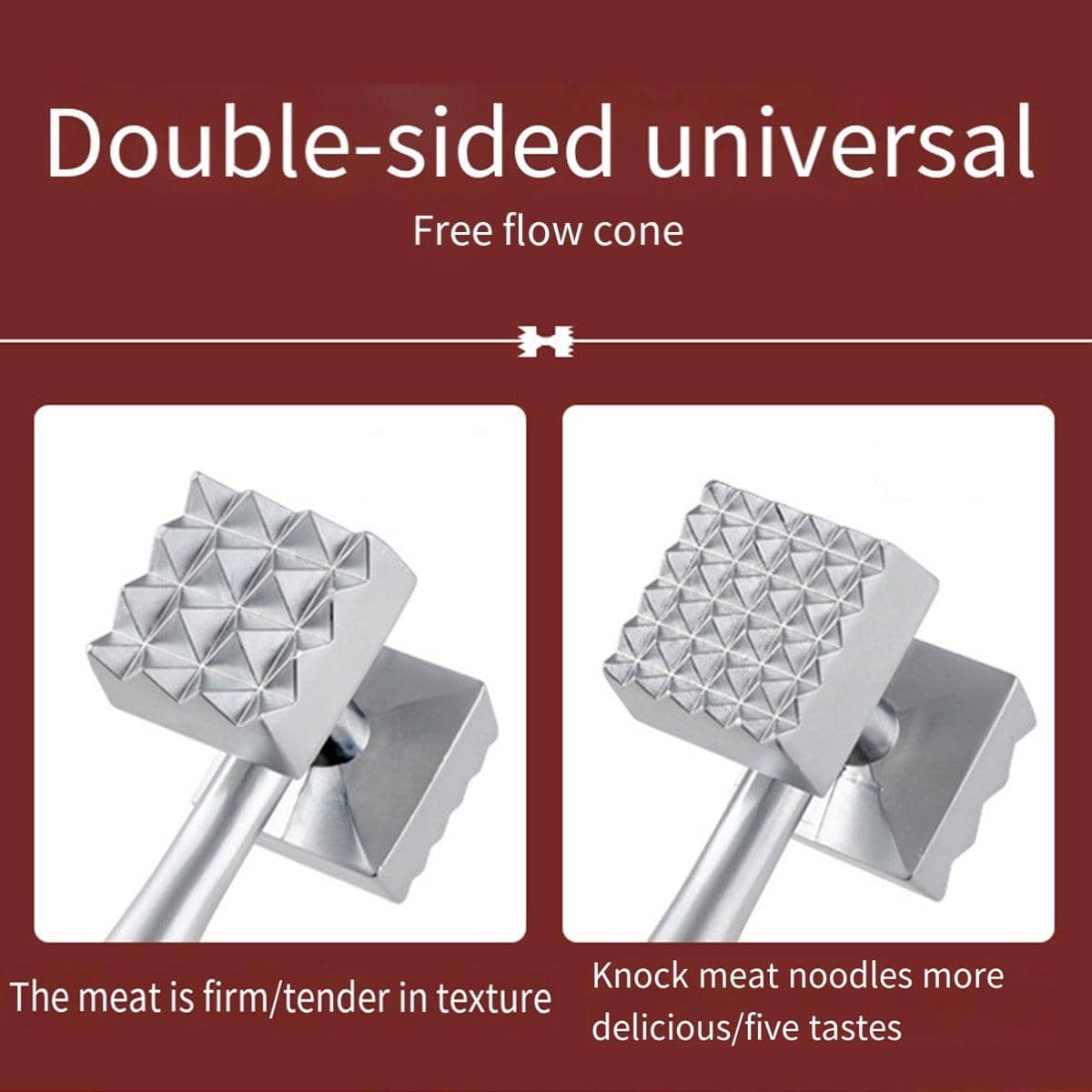 Meat Tenderiser Hammer Double-Sided Stainless Steel Mallet for BBQ and Cooking - view 5