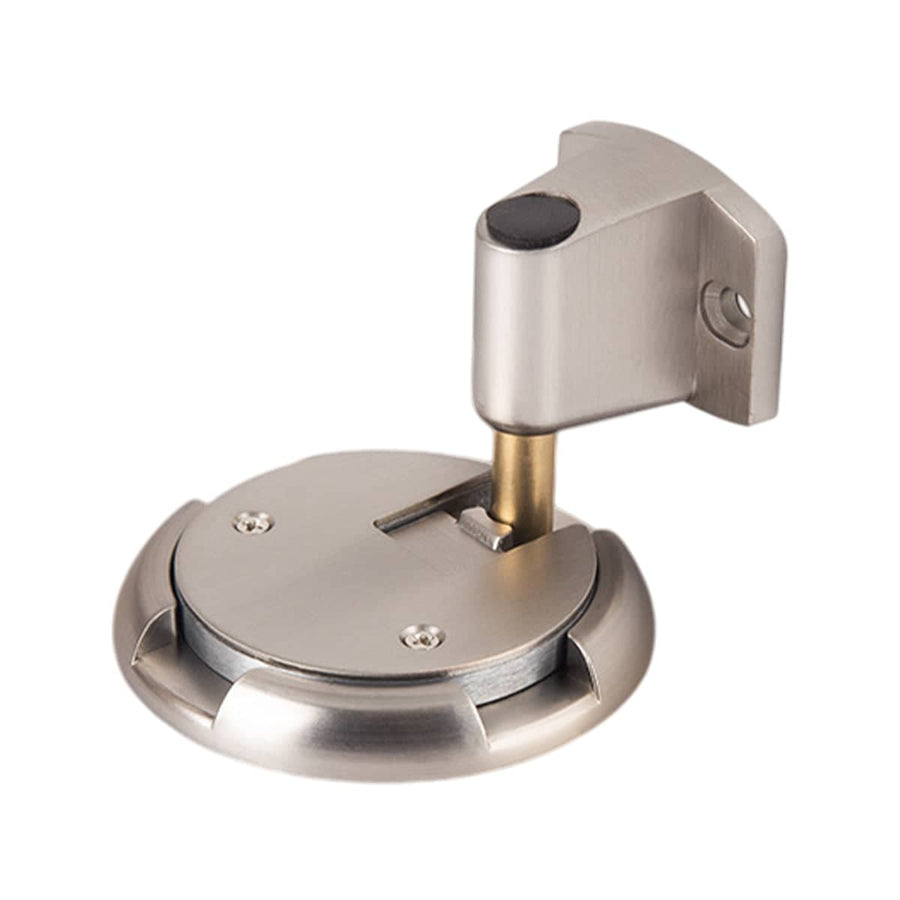Mechanical Floor Door Stop, Push-Lock Zinc Alloy - Brushed Silver