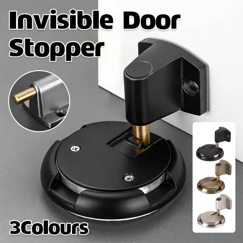 Mechanical Floor Door Stop, Push-Lock Zinc Alloy - Brushed Silver - view 2