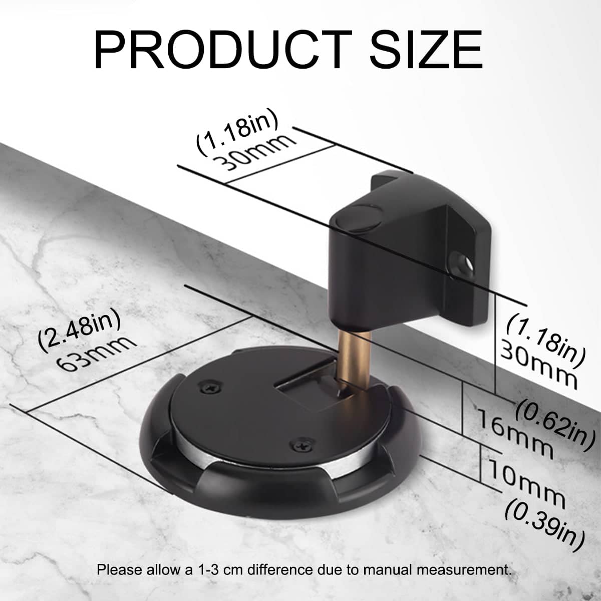 Mechanical Floor Door Stop, Push-Lock Zinc Alloy - Brushed Silver - view 4