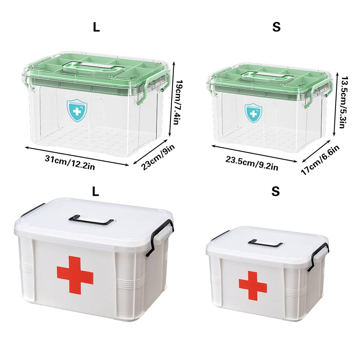 Medicine Storage Box with Carry Handle - Green, Large (31 x 22.9 x 18.8 cm) - view 4