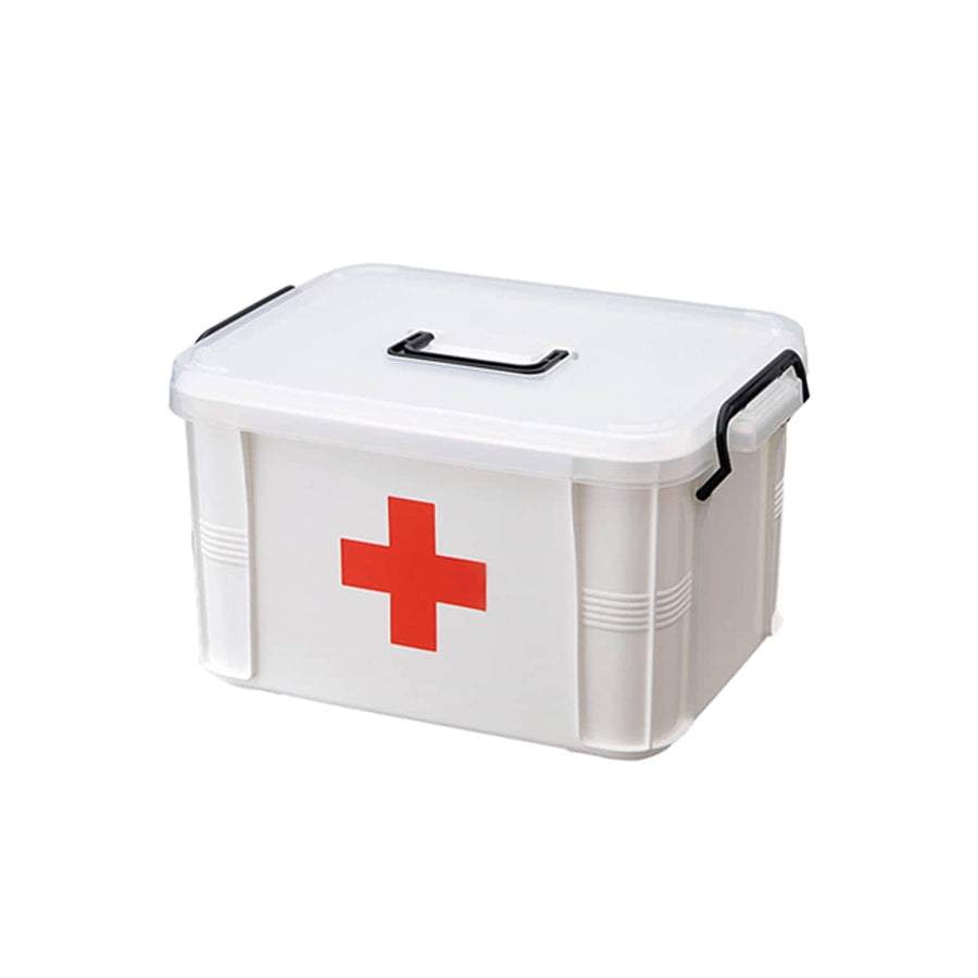 Medicine Storage Box with Carry Handle - White, Small (23.4 x 16.8 x 13.5 cm)