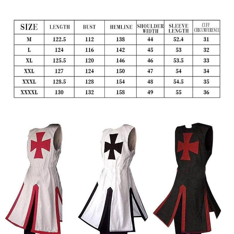 Medieval Knight Tunic Costume - White and Black, Size M (Bust 112 cm, Length 122.5 cm) - view 4