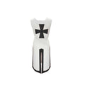 Medieval Knight Tunic Costume - White and Black, Size XL (Bust 120 cm, Length 125.5 cm)