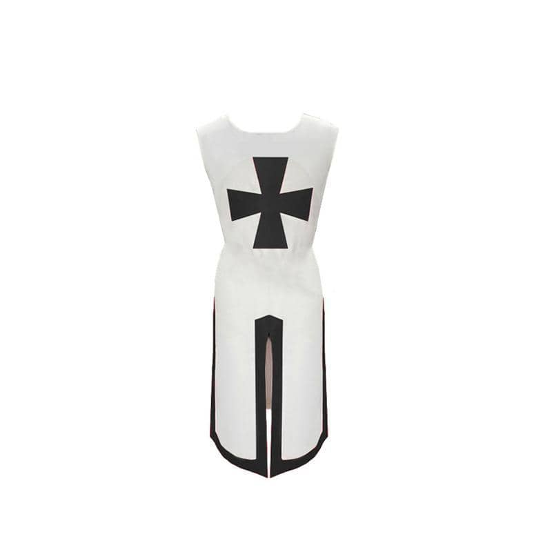 Medieval Knight Tunic Costume - White and Black, Size XL (Bust 120 cm, Length 125.5 cm)