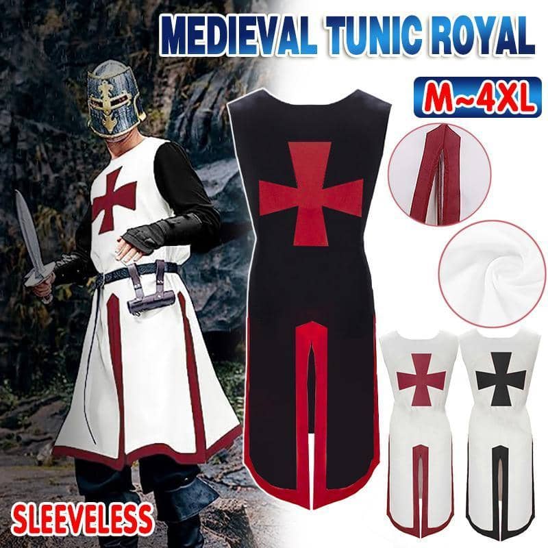 Medieval Knight Tunic Costume - White and Red, Size M (Bust 112 cm, Length 122.5 cm) - view 2