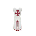 Medieval Knight Tunic Costume - White and Red, Size XL (Bust 120 cm, Length 125.5 cm)