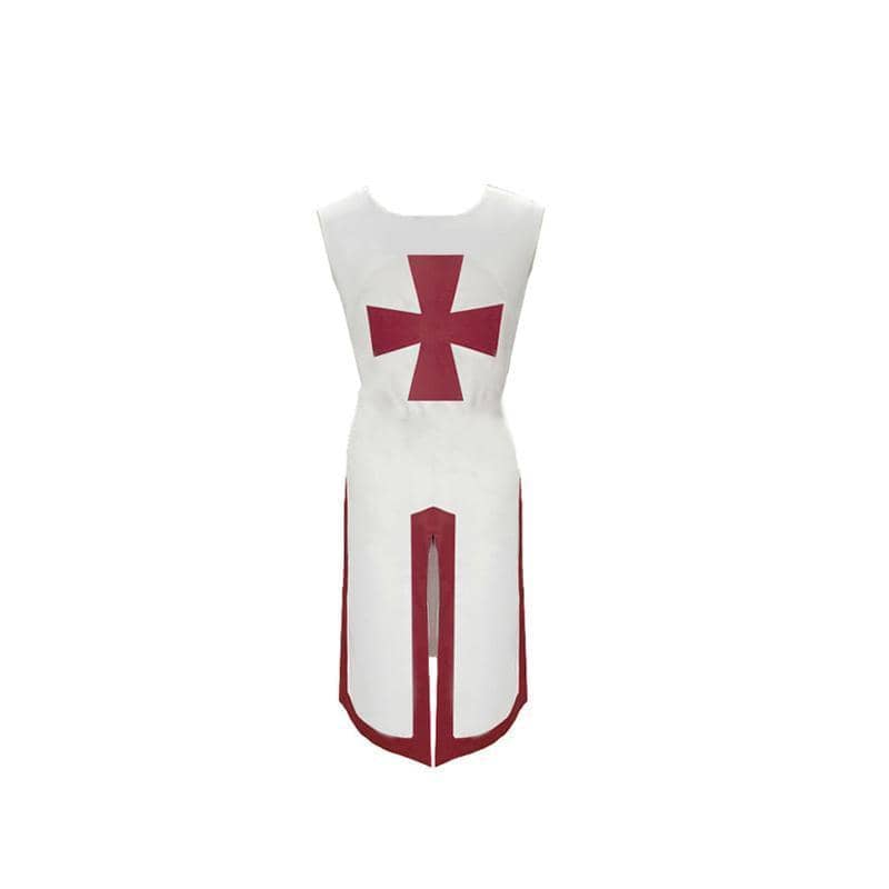 Medieval Knight Tunic Costume - White and Red, Size XL (Bust 120 cm, Length 125.5 cm)