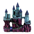 Medieval Resin Castle Aquarium Ornament with Hiding Openings - Blue Roof Castle