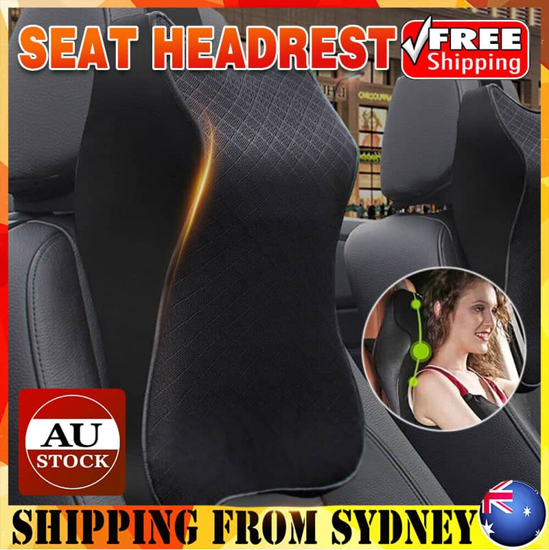 Memory Foam Car Headrest Neck Support Cushion, 32 x 23 cm - Black