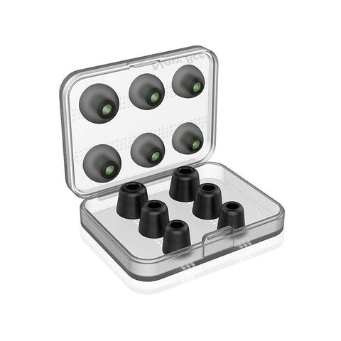 Memory Foam Ear Tips - Black Silicone, 6 Pairs