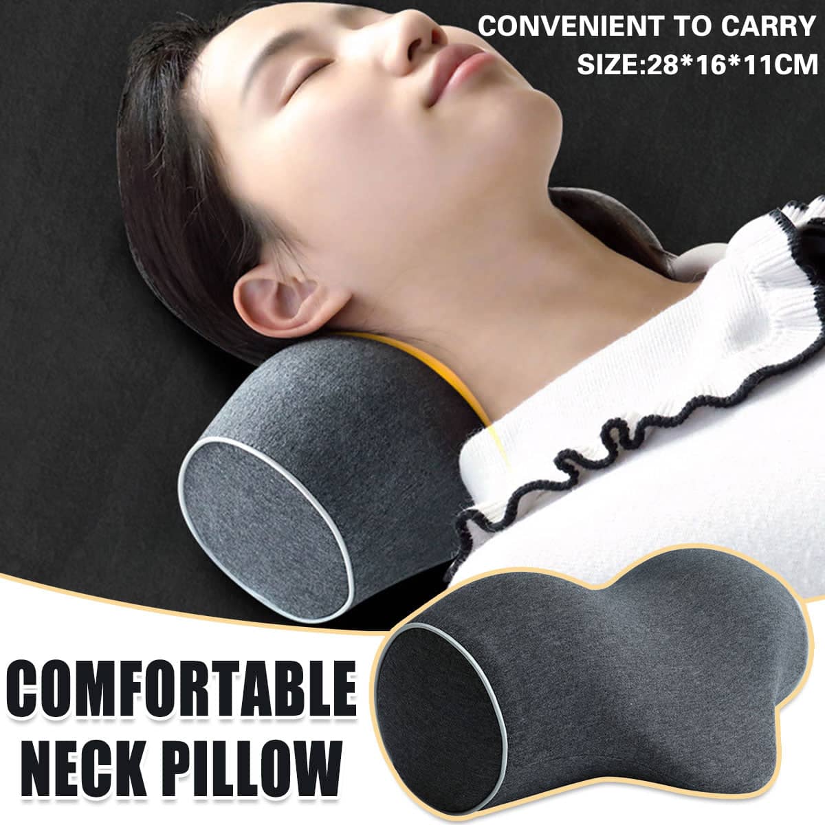 Memory Foam Neck Support Pillow with Cotton Cover