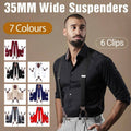 Men's 35 mm Wide Elastic Suspenders with 6 Clips - Red - view 2