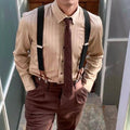 Men's 35 mm Wide Elastic Suspenders with 6 Clips - Red - view 3