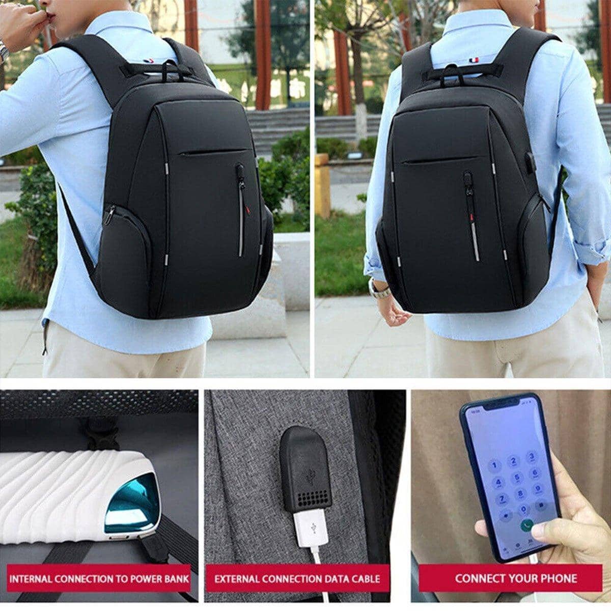 Men's Business Laptop Backpack, Anti-Splash Computer Bag with USB Port, Fits 15.6 in (39.6 cm) Laptop - view 4