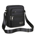 Men's Crossbody Shoulder Bag, Polyester - Black, 6 Zips