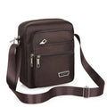 Men's Crossbody Shoulder Bag, Polyester - Brown, 4 Zips
