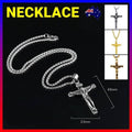 Men's Jesus Crucifix Pendant Necklace, Gold and Black - With 55 cm Rolo Chain - view 2