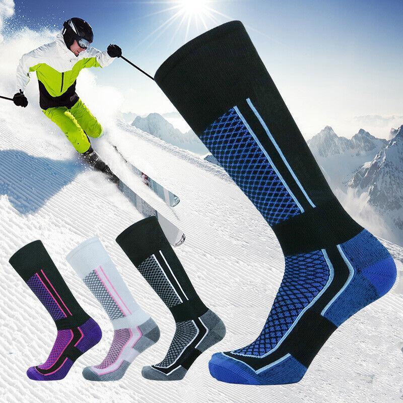 Men's Long Ski Socks, Thick Warm Winter Sports - Blue and Black 39-45 - view 4