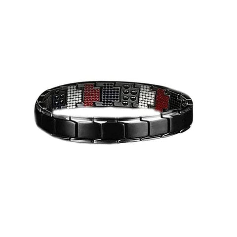 Men's Magnetic Metal Bracelet, Detachable Design - Black Silver