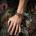 Men's Multi-Layer Leather Cross Bracelet - Silver Grey - view 4