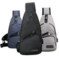 Men's Nylon Chest Bag Crossbody Sling with USB Interface - Grey - view 3