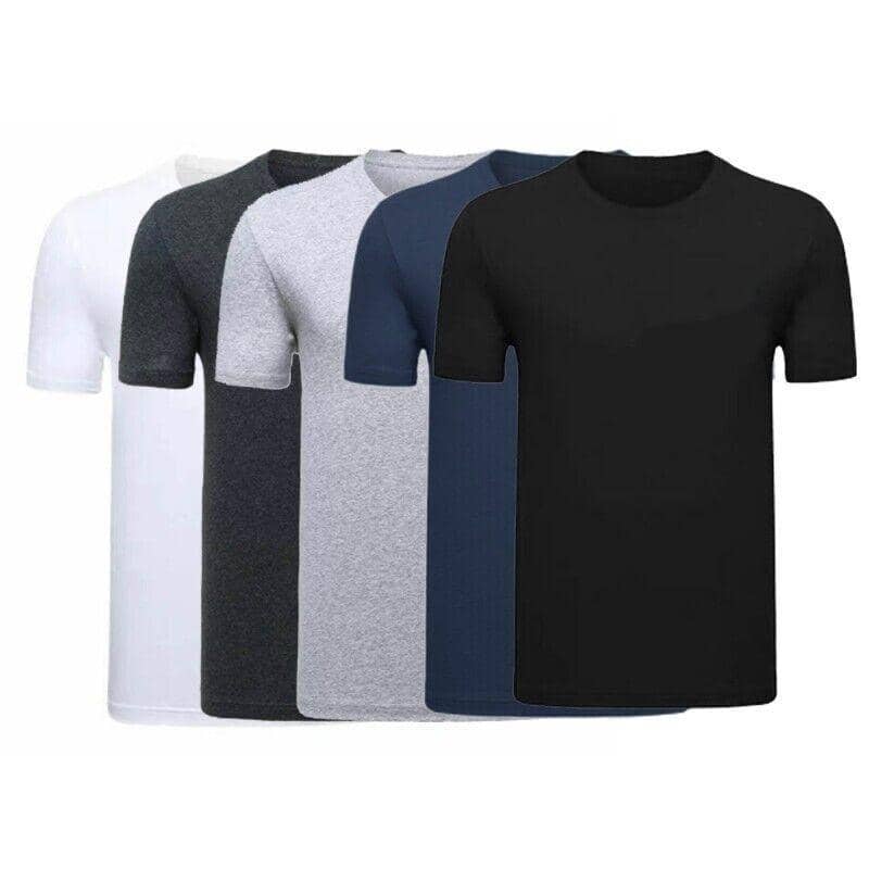 Men's Plain Cotton T-Shirt - Black, Size M (Chest 50 cm, Length 70 cm) - view 3