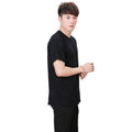Men's Plain Cotton T-Shirt Short Sleeve Basic Tee - Navy - view 3