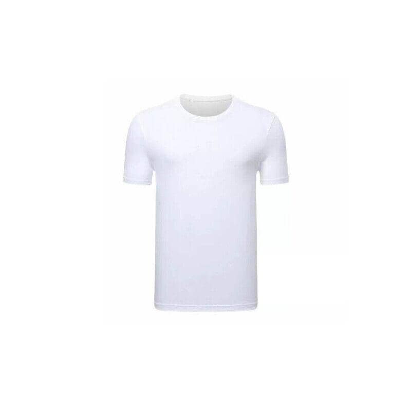 Men's Plain Cotton T-Shirt, Short Sleeve - Large, White (Chest 53 cm, Length 73 cm)
