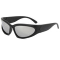 Men's Polarised Sports Sunglasses - Black Frame, Silver Mirror Lens