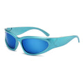 Men's Polarised Sports Sunglasses - Light Blue Frame, Blue Mirror Lens