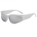 Men's Polarised Sports Sunglasses - Silver Frame, Silver Mirror Lens