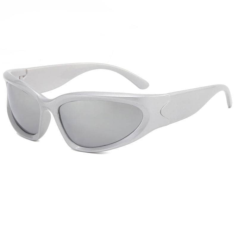 Men's Polarised Sports Sunglasses - Silver Frame, Silver Mirror Lens