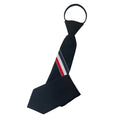 Men's Pre-Tied Zipper Tie, Slim Striped Cotton - Black