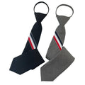 Men's Pre-Tied Zipper Tie, Slim Striped Cotton - Black - view 3
