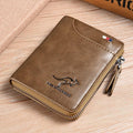 Men's RFID Blocking Zipper Short Wallet with 14 Card Slots - Grey - view 4