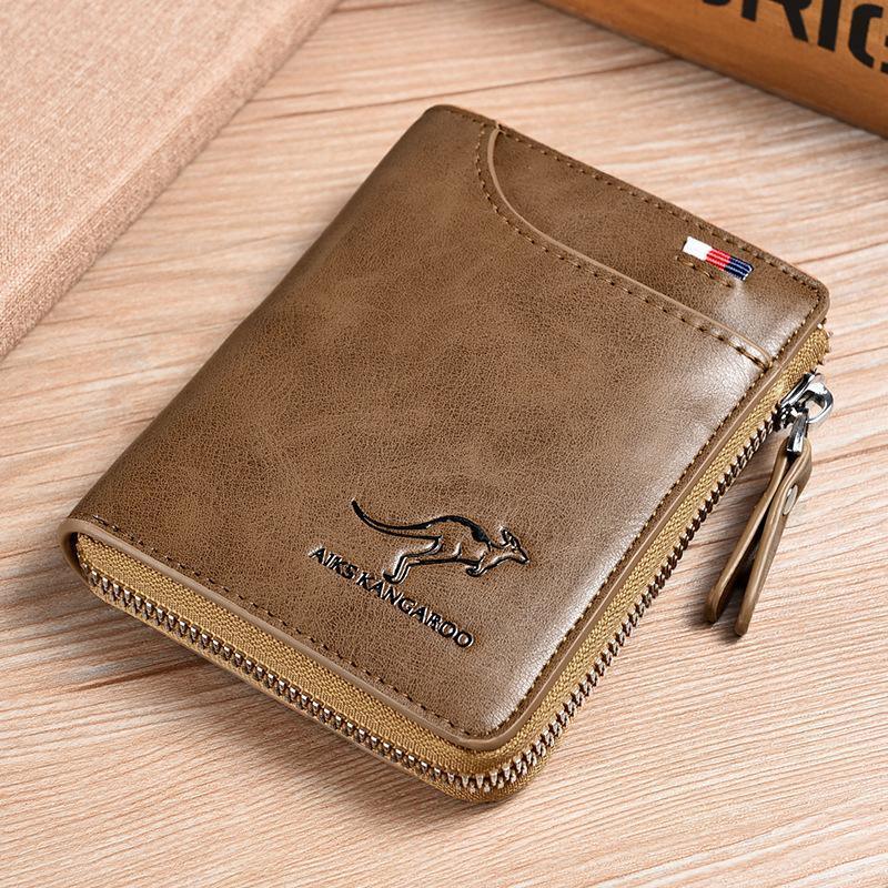 Men's RFID Blocking Zipper Short Wallet with 14 Card Slots - Grey - view 4