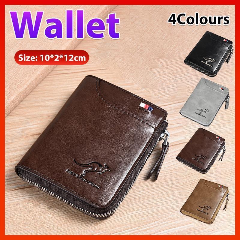Men's RFID Blocking Zipper Short Wallet with 14 Card Slots - Khaki - view 2