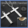 Men's Silver Stainless Steel Cross Pendant Necklace with Long Chain
