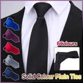 Men's Skinny Satin Necktie - Navy Blue - view 2