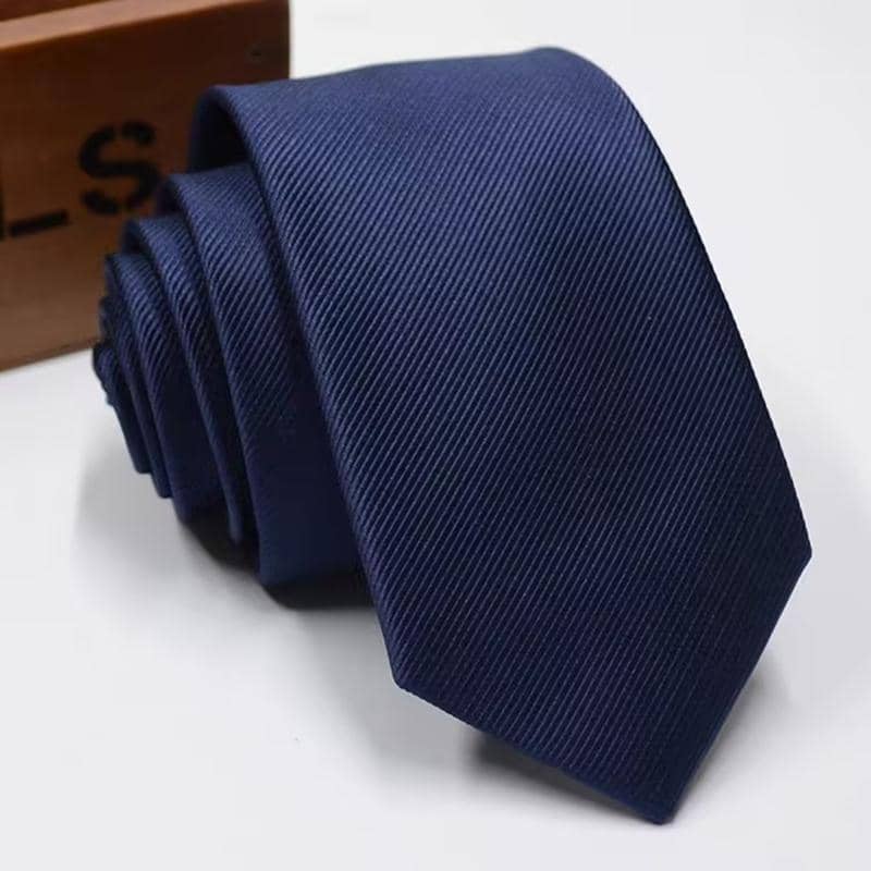 Men's Skinny Satin Necktie - Navy Blue - view 5
