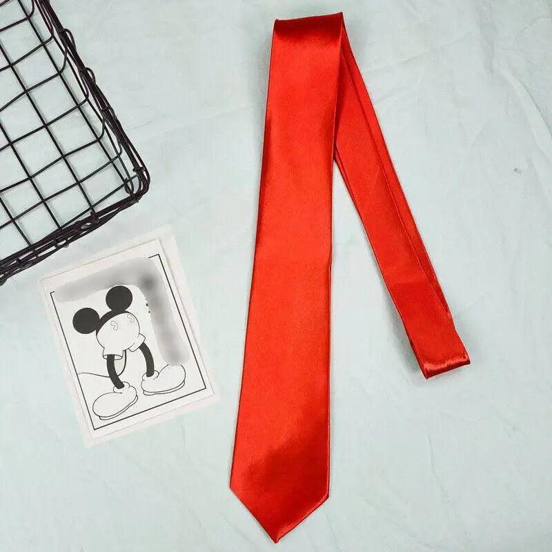 Men's Skinny Tie Handmade Satin 145 x 5cm - Black - view 8