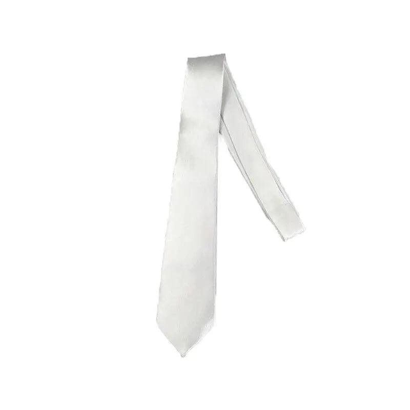 Men's Skinny Tie Handmade Satin 145 x 5cm - White