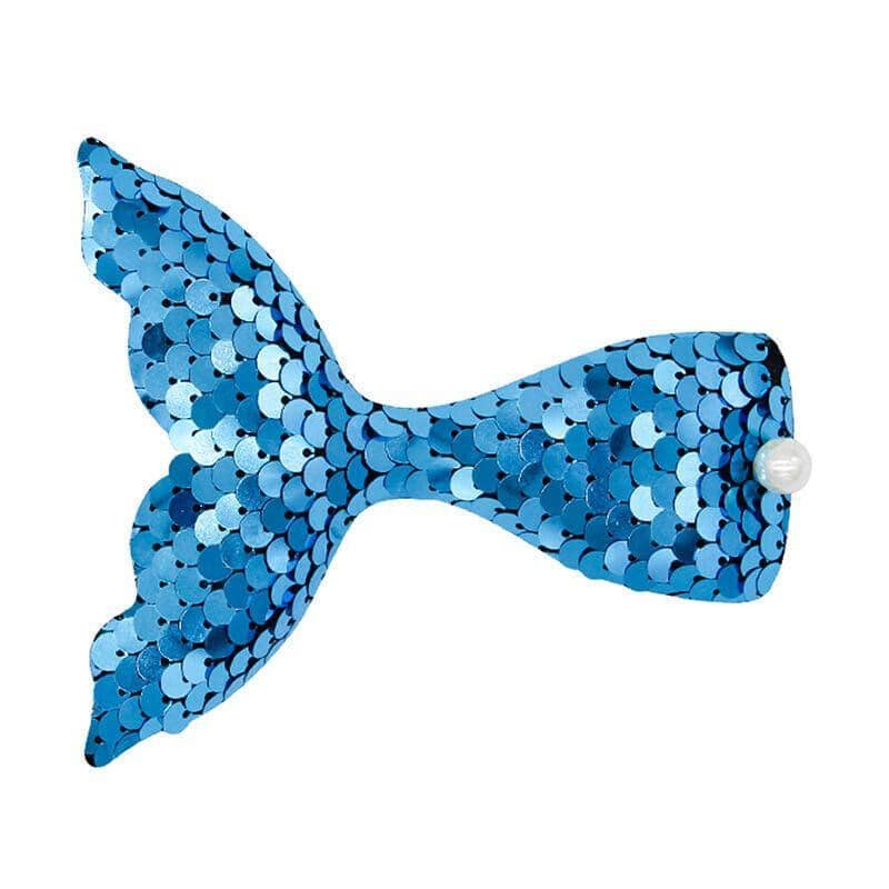 Mermaid Glitter Hair Clips, Fish Tail Duckbill Barrettes - Blue, 2 Pack