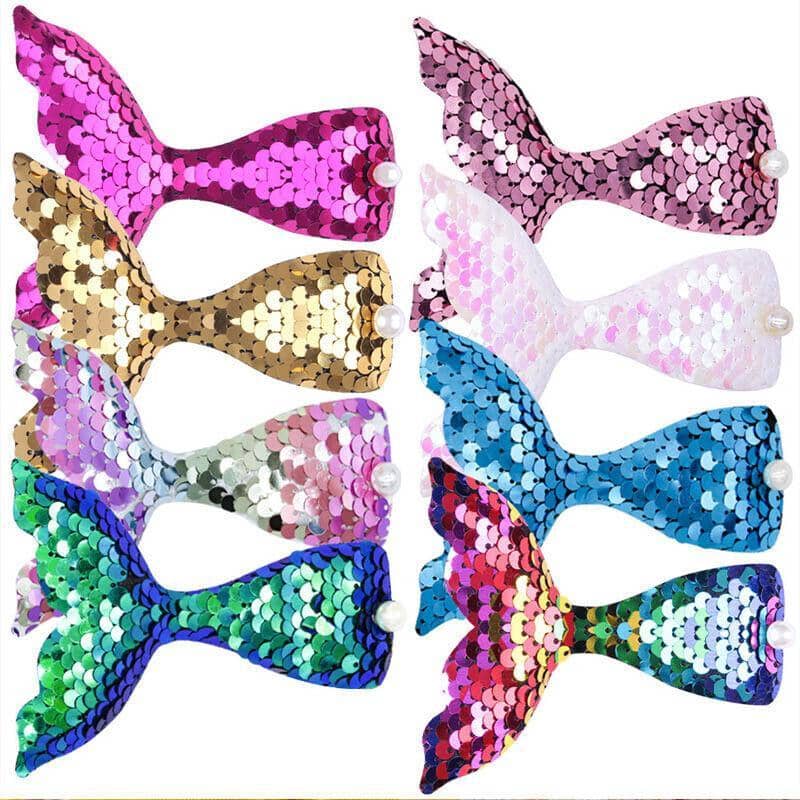 Mermaid Glitter Hair Clips, Fish Tail Duckbill Barrettes - Blue, 2 Pack - view 3
